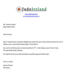 Judo Sligo Aikido Invite